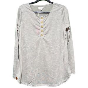 NWT Simply Southern Gray Henley Tshirt Size‎ Large Gray
